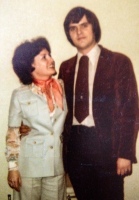 In my seductive pantsuit, with the Veterinarian c. 1977